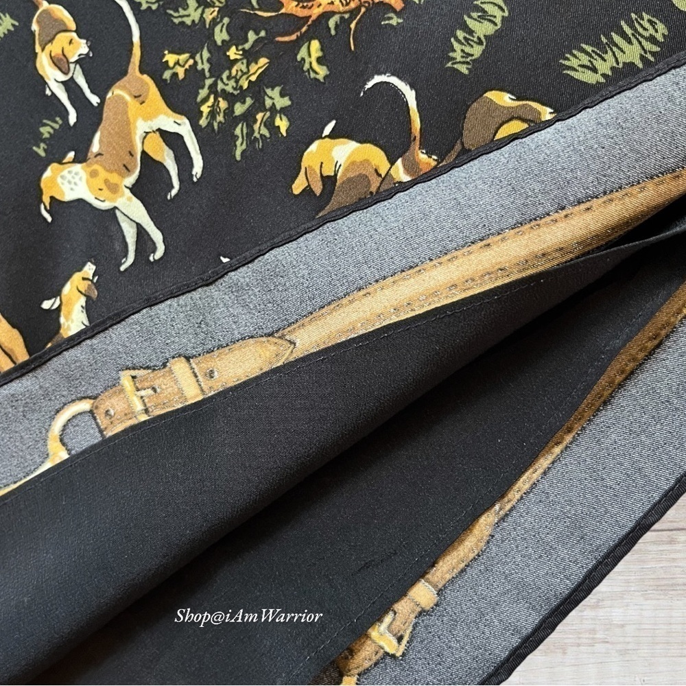 J.Crew RARE vintage equestrian horse & hound print a-line silk skirt *iamwarrior - Picture 11 of 13